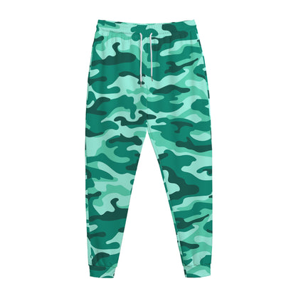 Teal Camouflage Print Jogger Pants