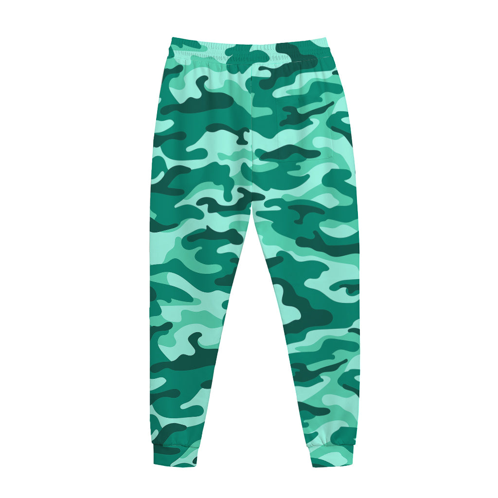 Teal Camouflage Print Jogger Pants