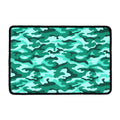Teal Camouflage Print Kitchen Mat
