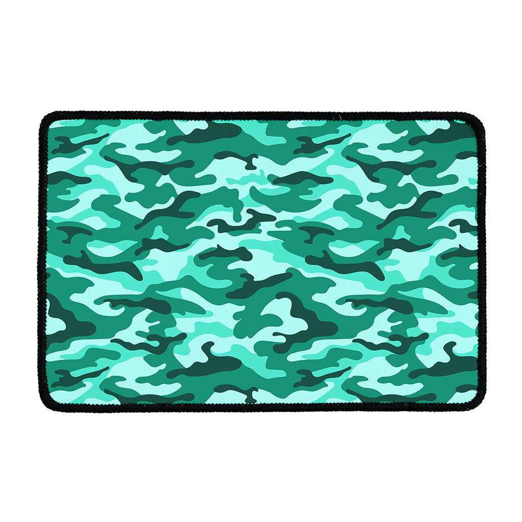 Teal Camouflage Print Kitchen Mat