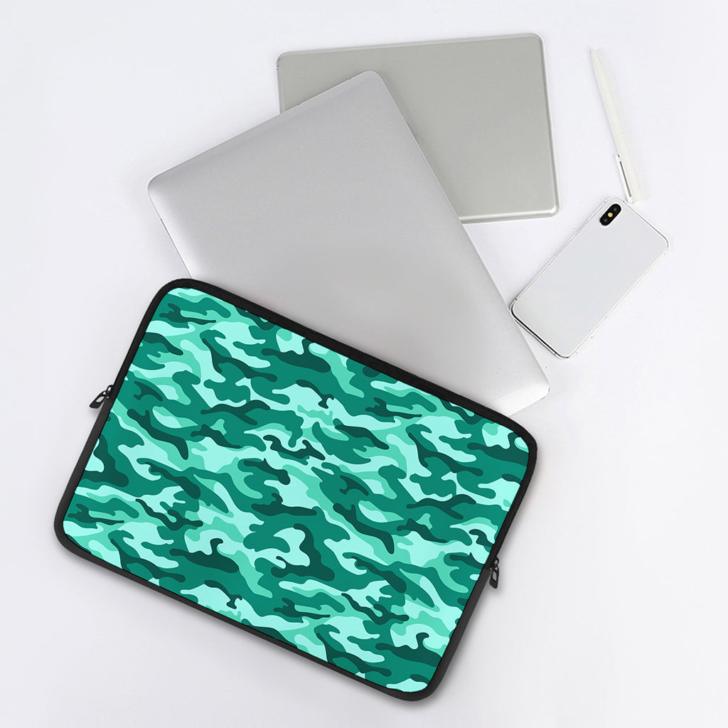 Teal Camouflage Print Laptop Sleeve