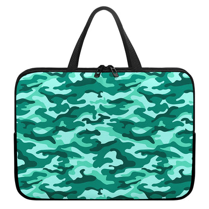 Teal Camouflage Print Laptop Sleeve With Handle