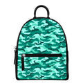 Teal Camouflage Print Leather Backpack