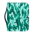 Teal Camouflage Print Leather Bible Cover
