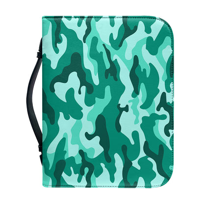 Teal Camouflage Print Leather Bible Cover