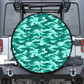 Teal Camouflage Print Leather Spare Tire Cover
