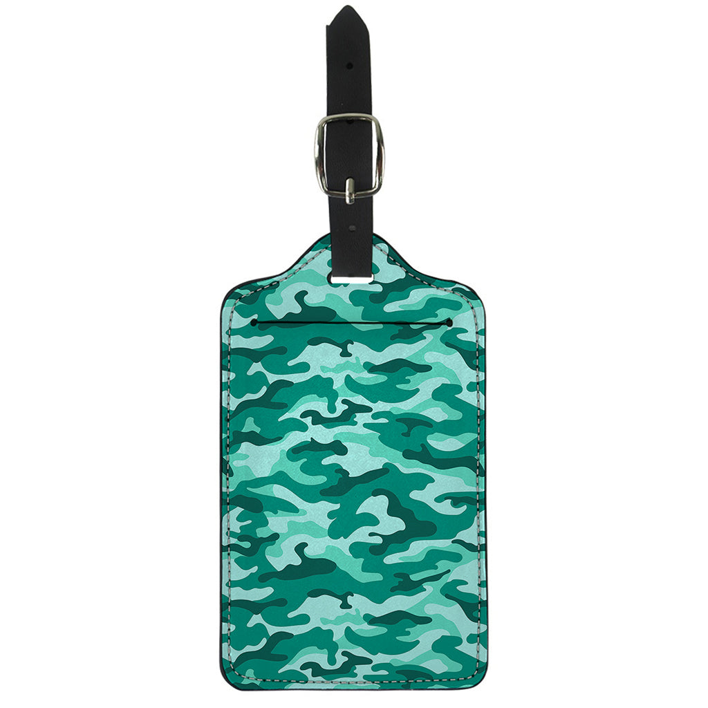Teal Camouflage Print Luggage Tag