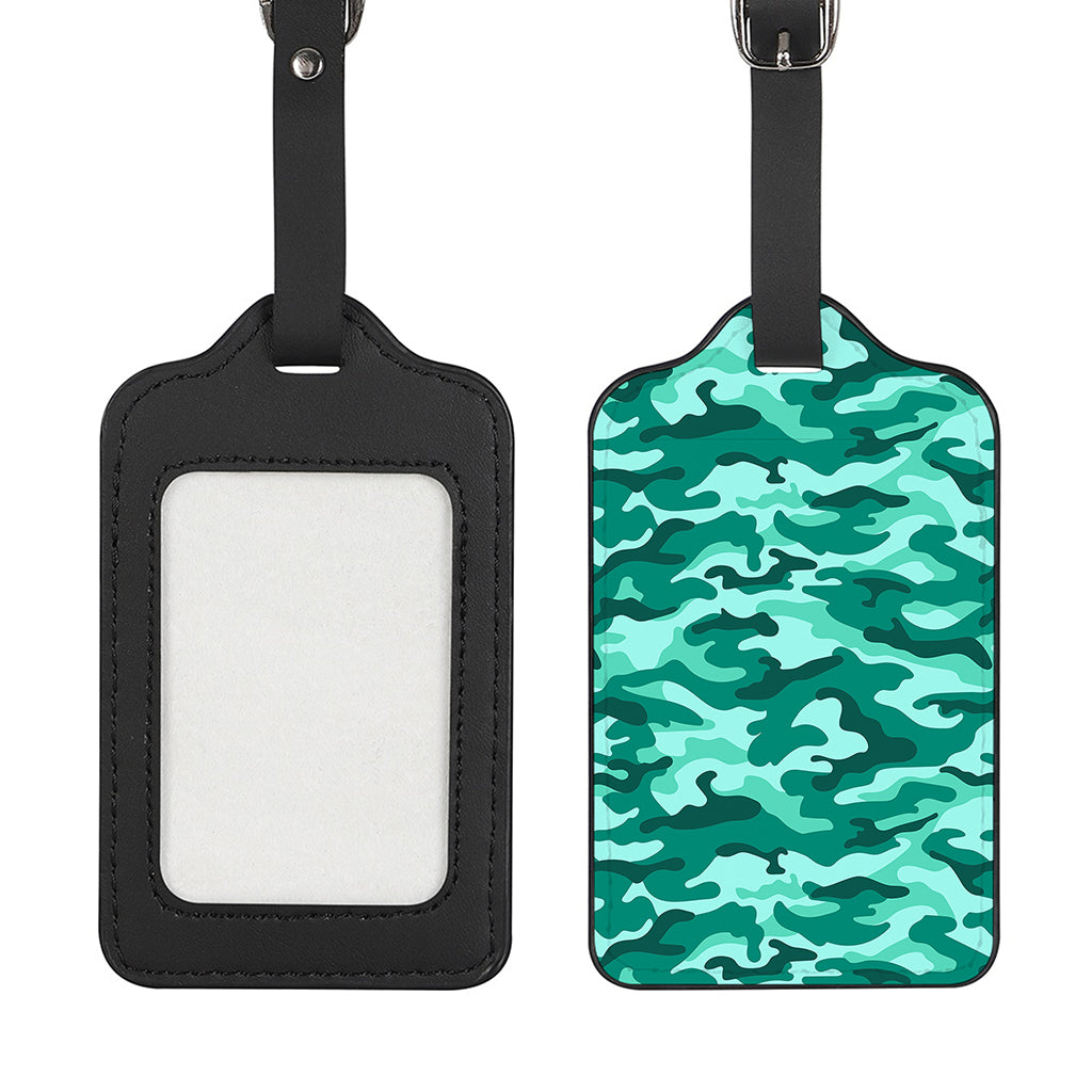 Teal Camouflage Print Luggage Tag