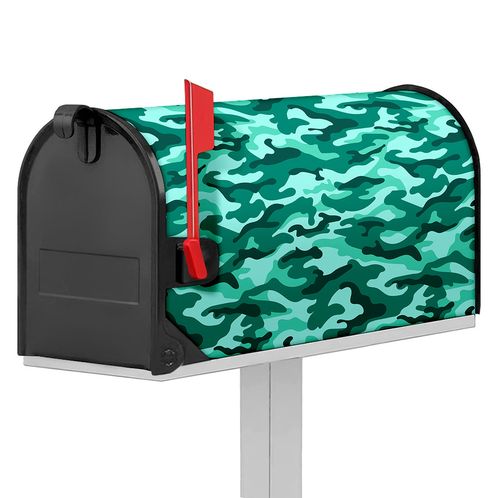 Teal Camouflage Print Mailbox Cover