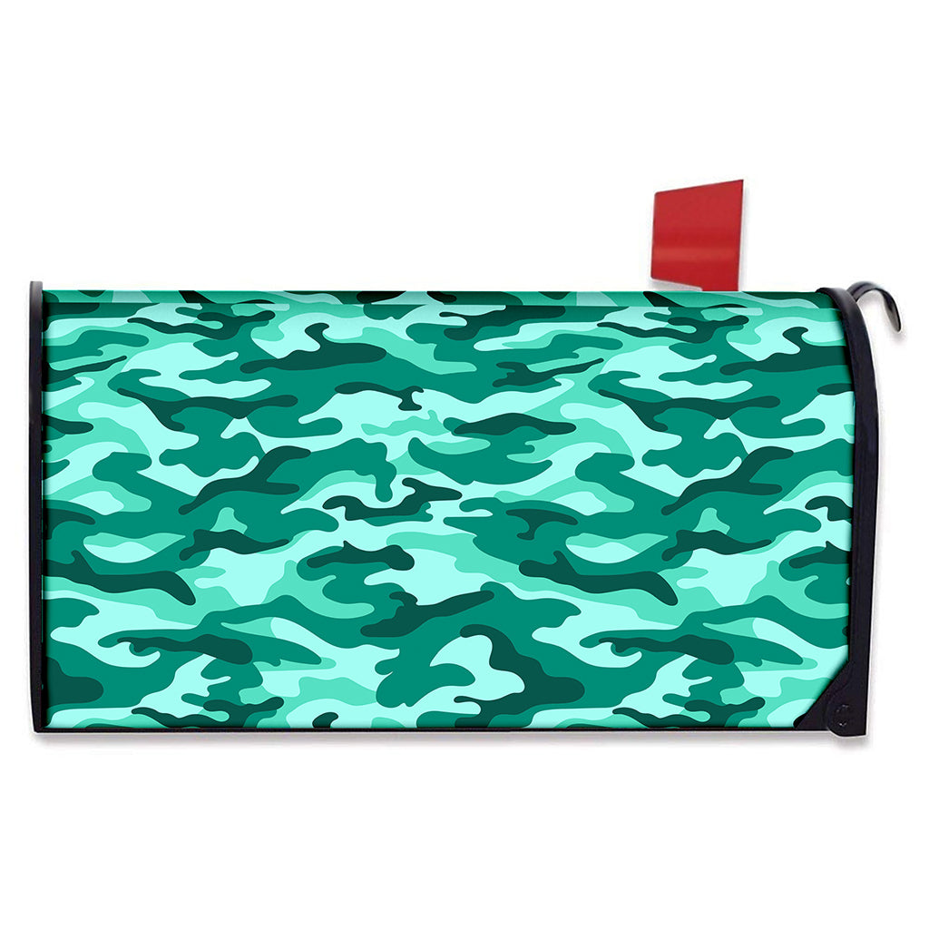 Teal Camouflage Print Mailbox Cover