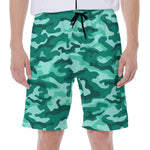 Teal Camouflage Print Men's Beach Shorts