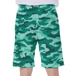 Teal Camouflage Print Men's Beach Shorts