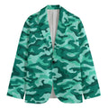 Teal Camouflage Print Men's Blazer