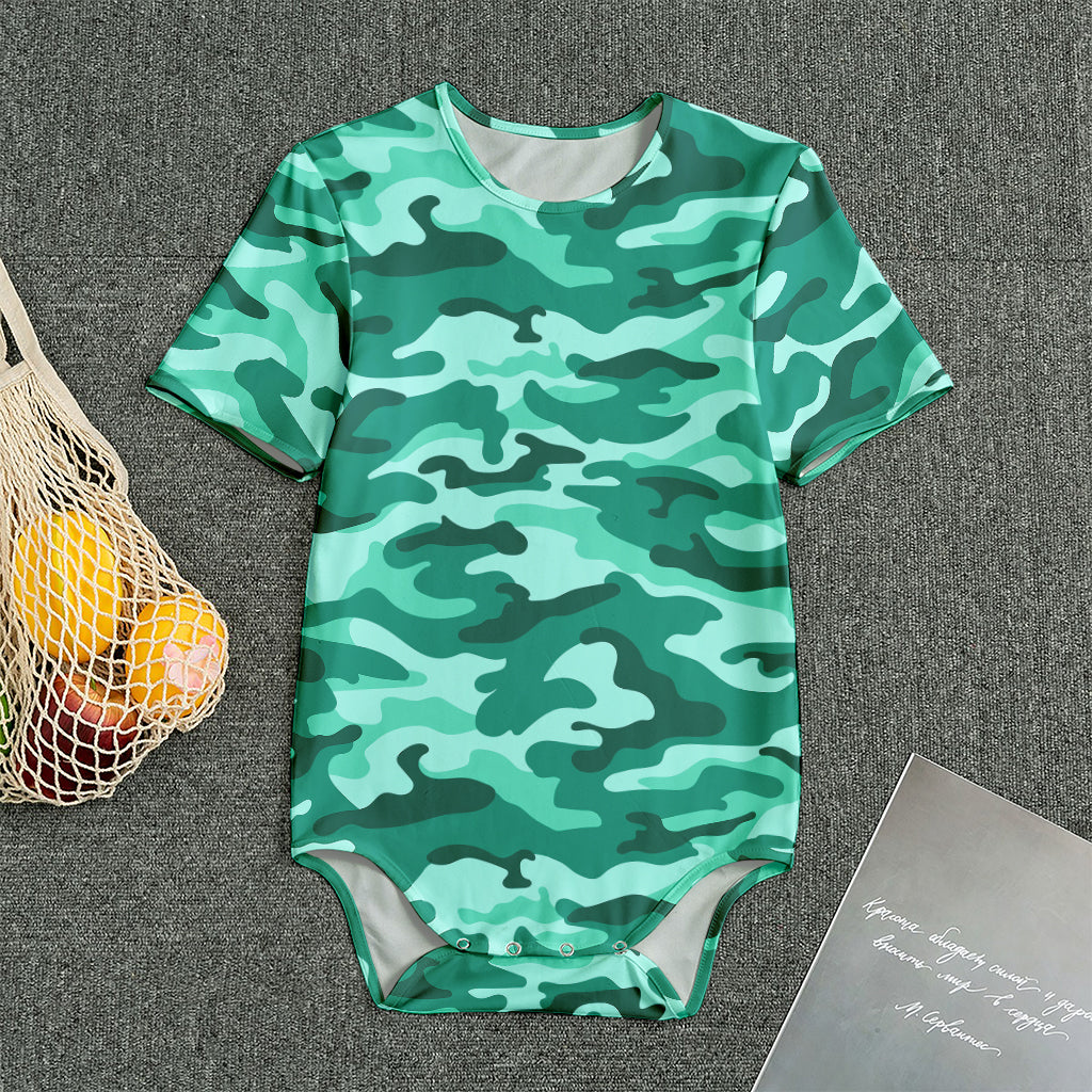 Teal Camouflage Print Men's Bodysuit