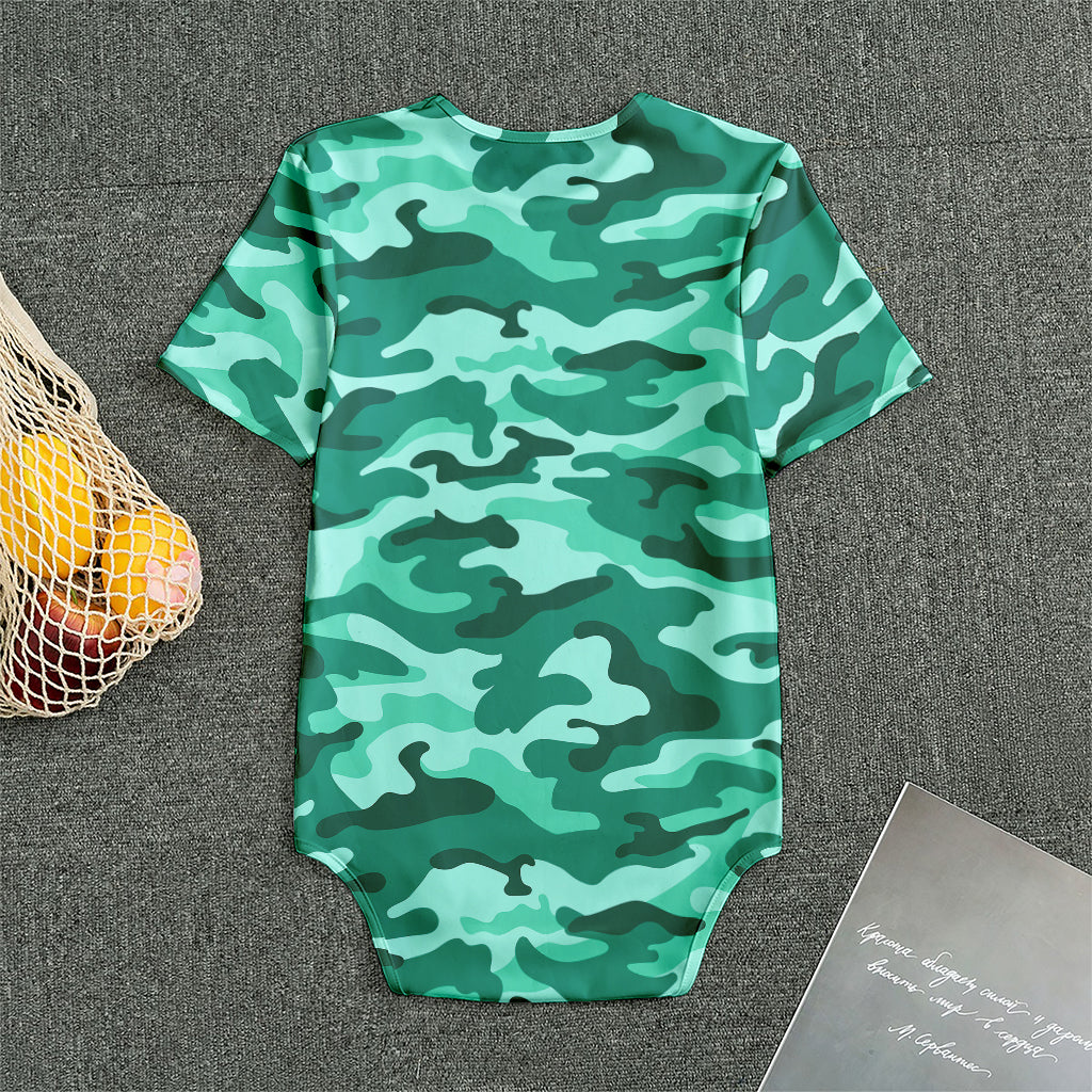 Teal Camouflage Print Men's Bodysuit
