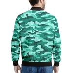 Teal Camouflage Print Men's Bomber Jacket
