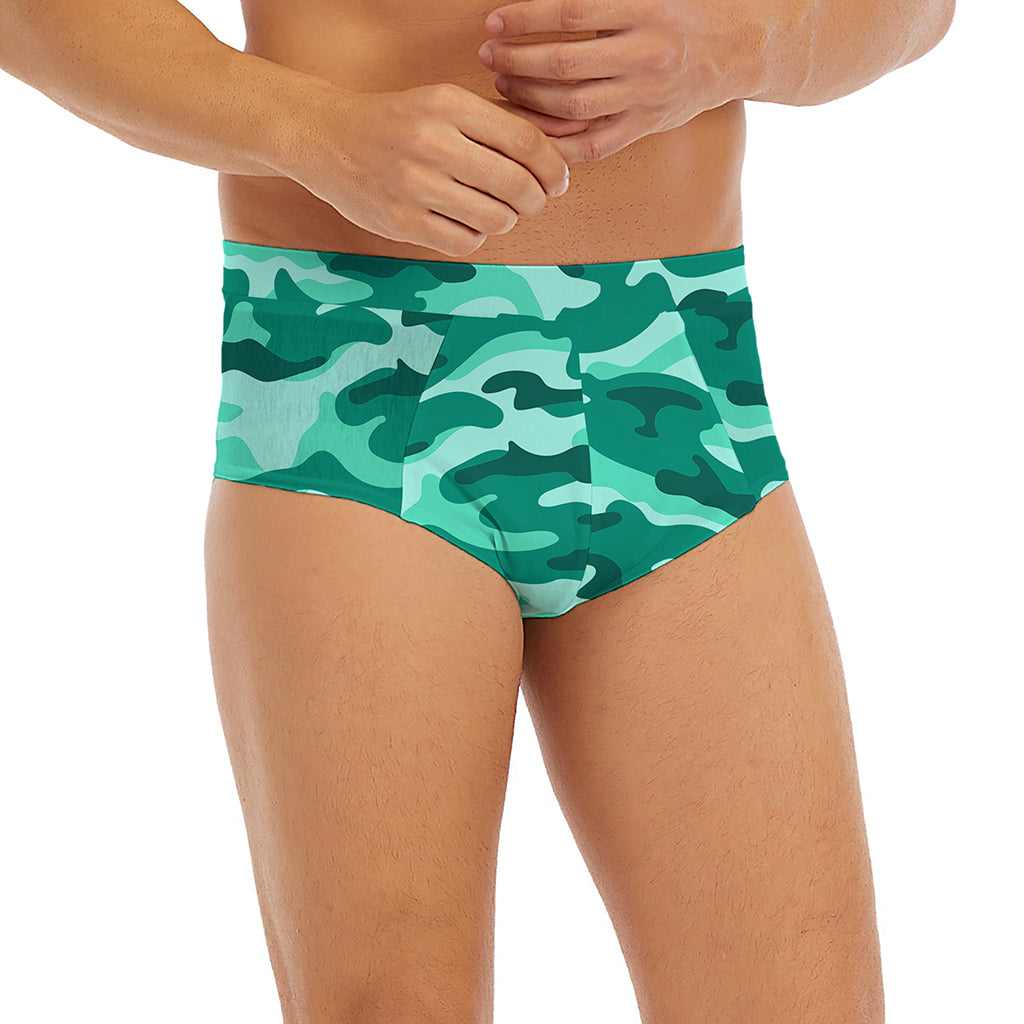 Teal Camouflage Print Men's Briefs