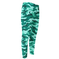 Teal Camouflage Print Men's Compression Pants