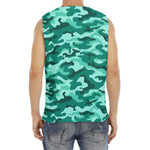 Teal Camouflage Print Men's Fitness Tank Top