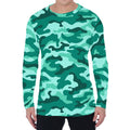 Teal Camouflage Print Men's Long Sleeve T-Shirt