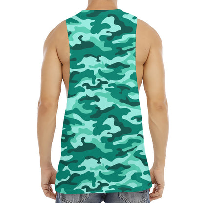 Teal Camouflage Print Men's Muscle Tank Top