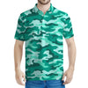 Teal Camouflage Print Men's Polo Shirt