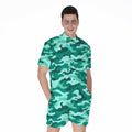 Teal Camouflage Print Men's Romper