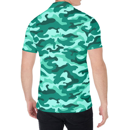 Teal Camouflage Print Men's Shirt