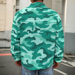 Teal Camouflage Print Men's Shirt Jacket