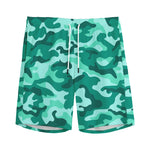 Teal Camouflage Print Men's Sports Shorts