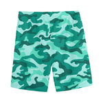 Teal Camouflage Print Men's Sports Shorts