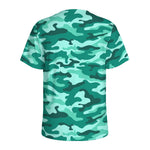 Teal Camouflage Print Men's Sports T-Shirt
