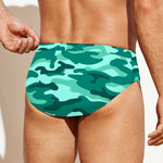 Teal Camouflage Print Men's Swim Briefs