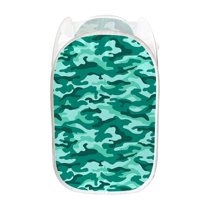 Teal Camouflage Print Mesh Laundry Hamper