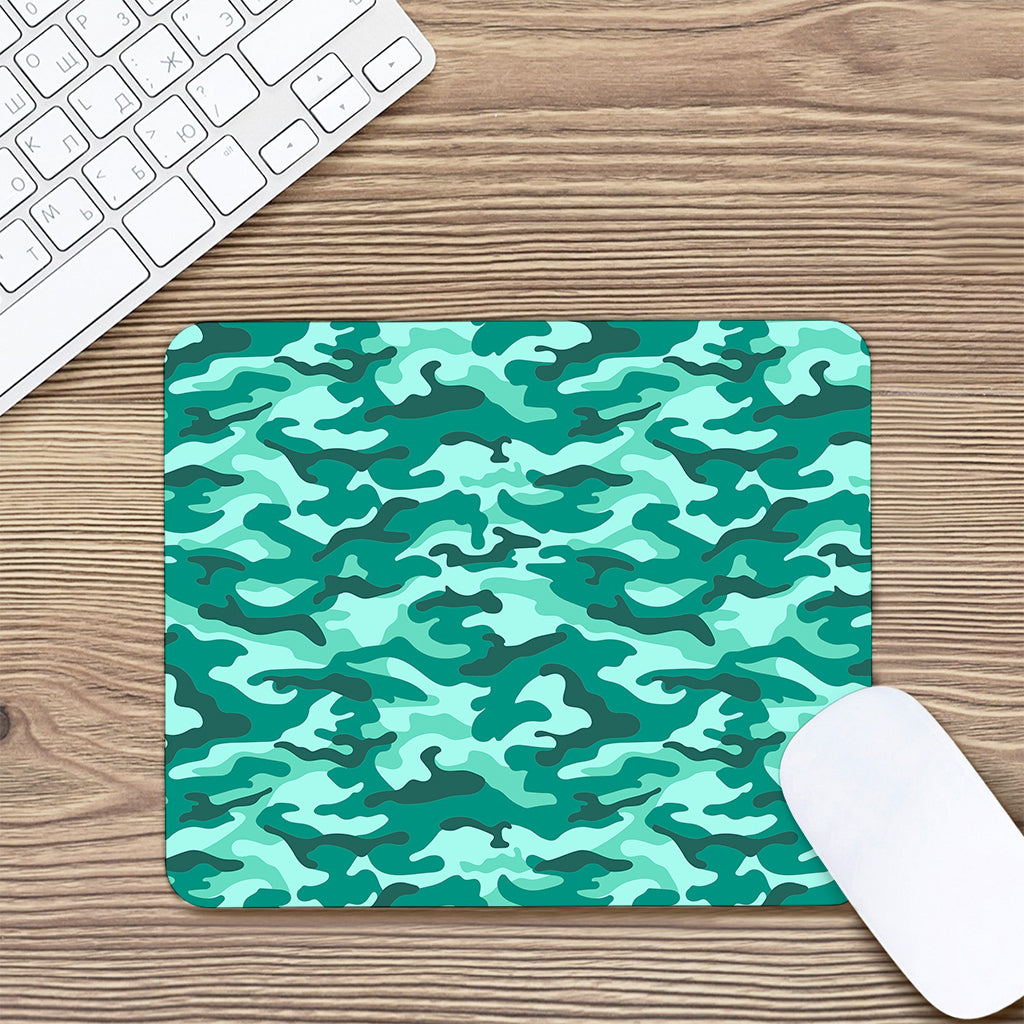 Teal Camouflage Print Mouse Pad