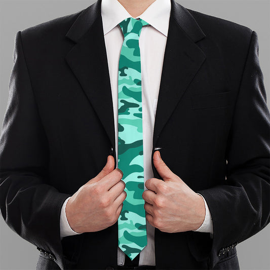 Teal Camouflage Print Necktie