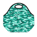 Teal Camouflage Print Neoprene Lunch Bag