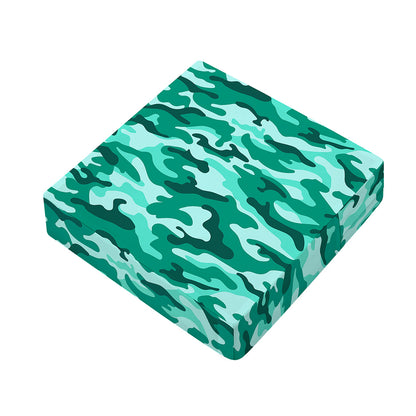 Teal Camouflage Print Outdoor Seat Cushion Cover