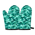 Teal Camouflage Print Oven Mitts