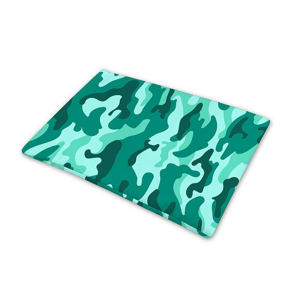 Teal Camouflage Print Pet Cooling Mat Cover
