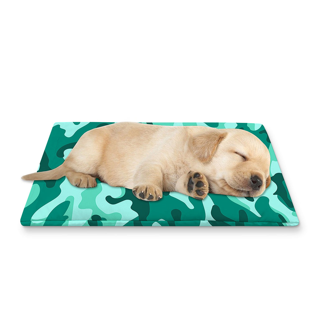 Teal Camouflage Print Pet Cooling Mat Cover