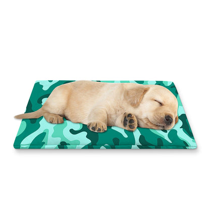 Teal Camouflage Print Pet Cooling Mat Cover