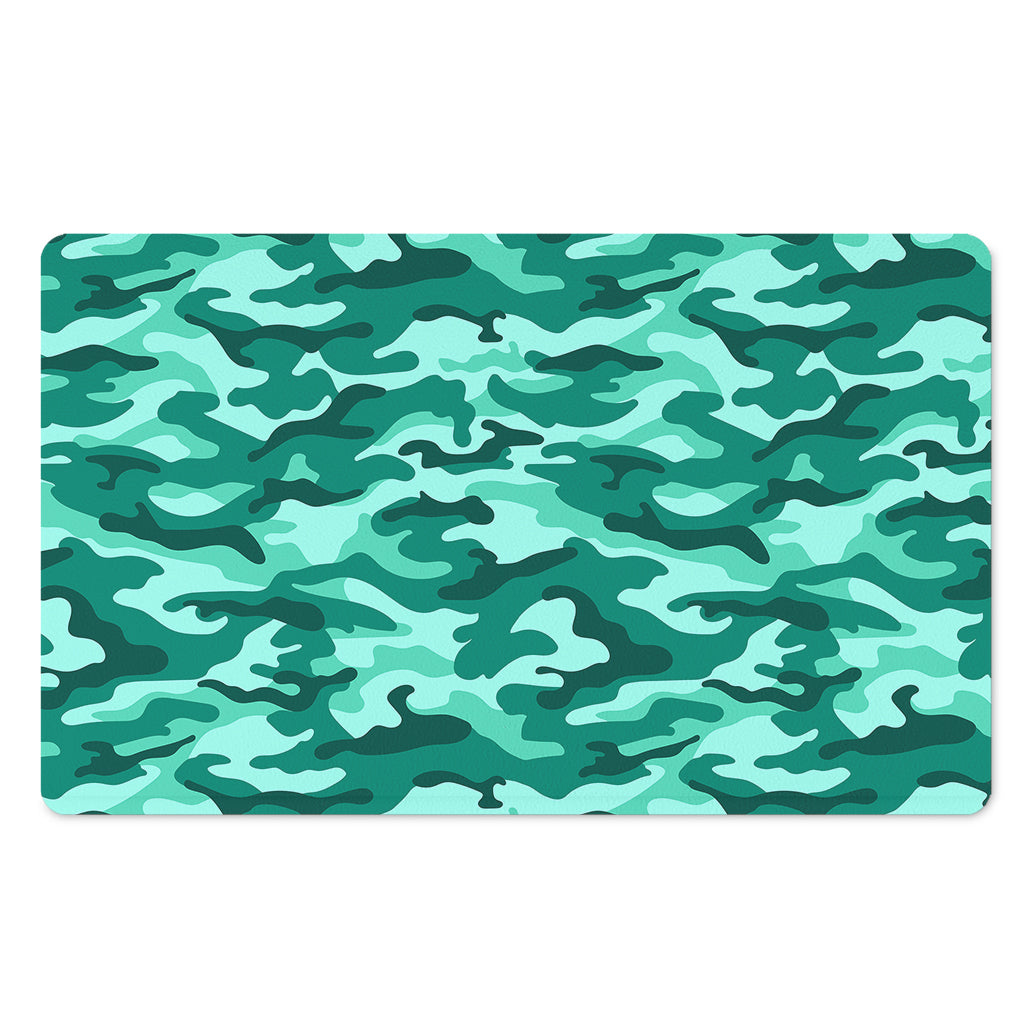 Teal Camouflage Print Polyester Doormat