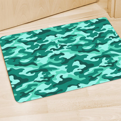 Teal Camouflage Print Polyester Doormat