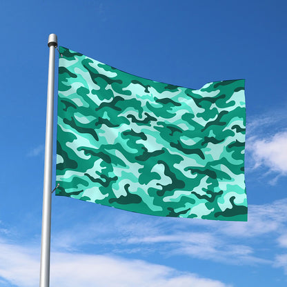 Teal Camouflage Print Polyester Flag