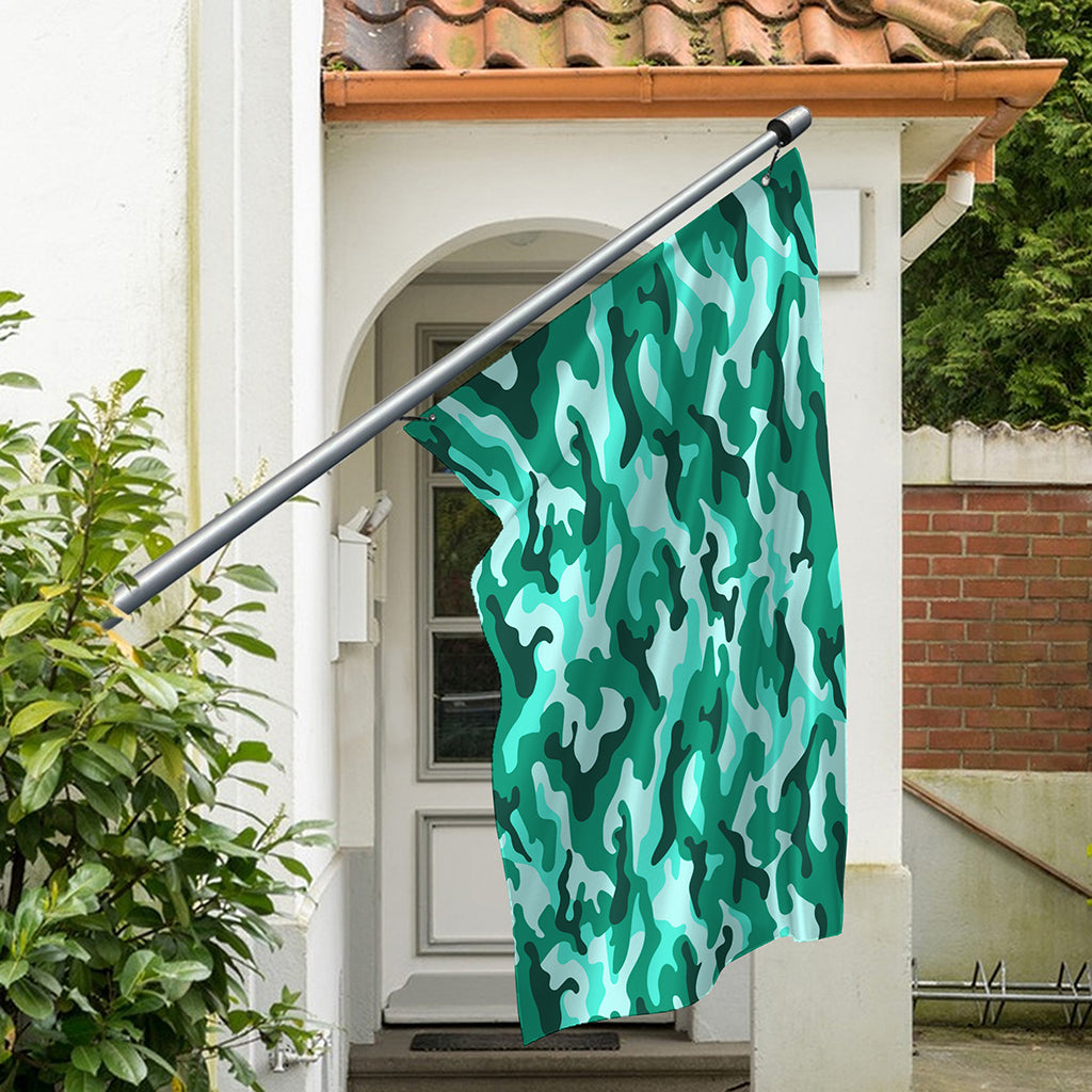 Teal Camouflage Print Polyester Flag