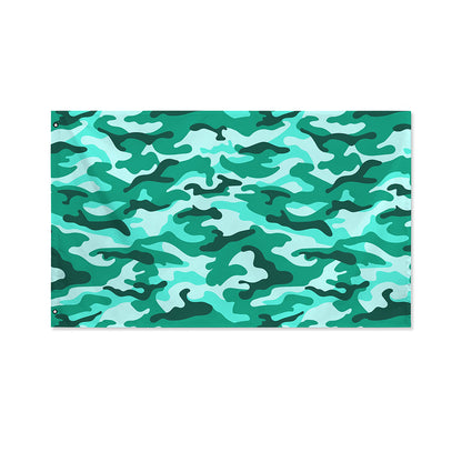 Teal Camouflage Print Polyester Flag