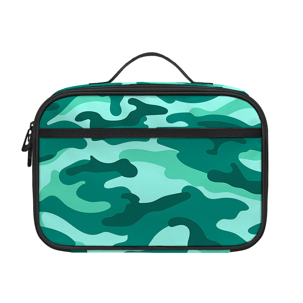 Teal Camouflage Print Portable Lunch Bag