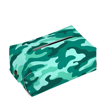 Teal Camouflage Print Rectangle Tissue Box Cover