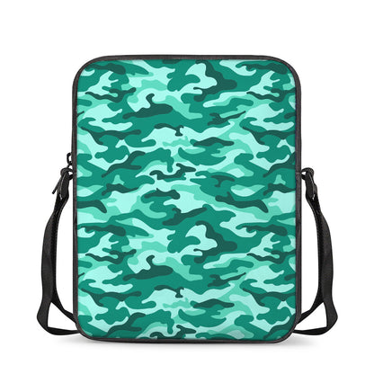 Teal Camouflage Print Rectangular Crossbody Bag